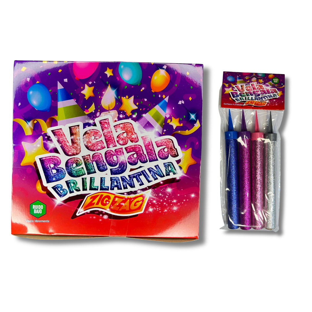 Vela Bengala Brillantina 12 cm - Caja x 10 Packs