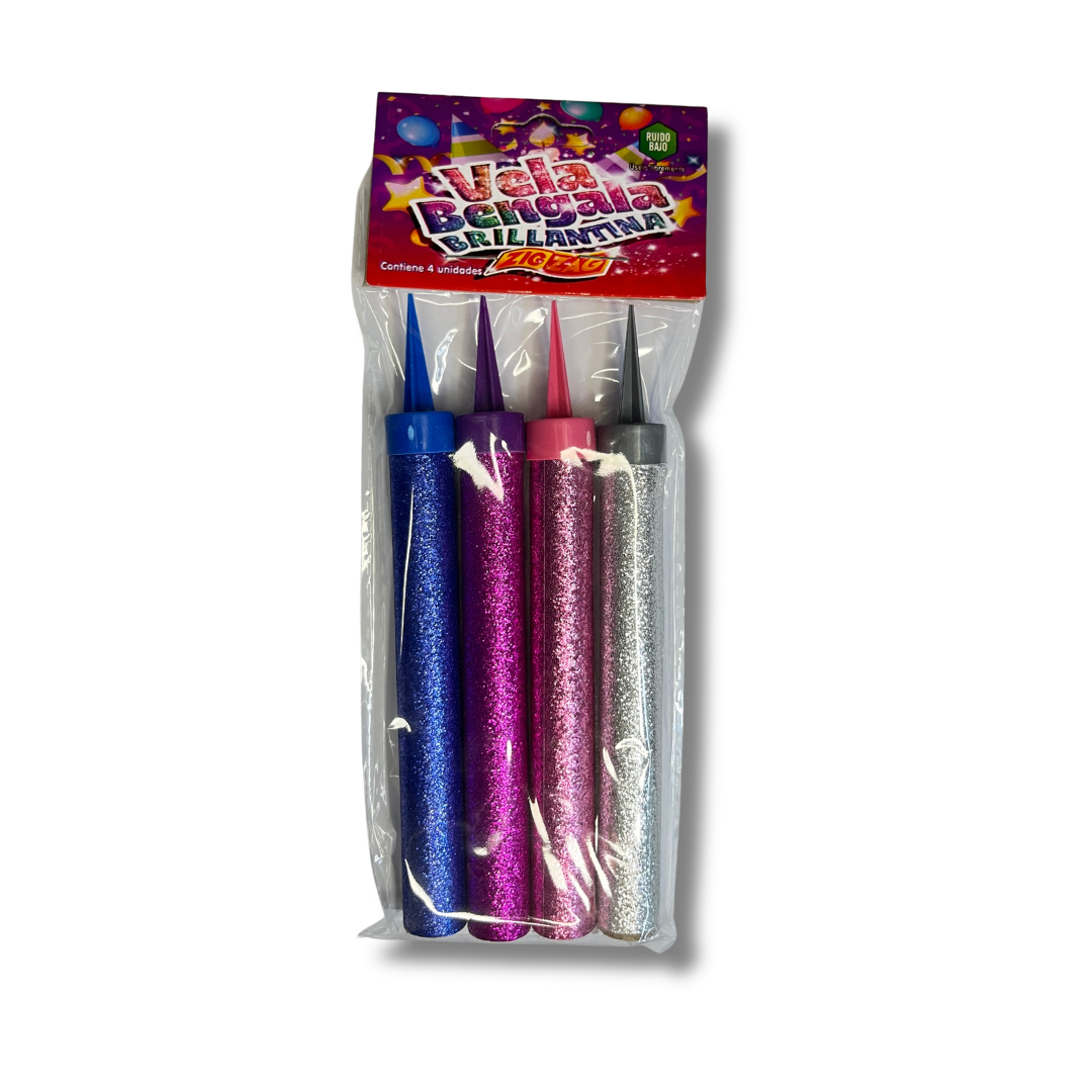 Vela Bengala Brillantina 12 cm – Pack x4
